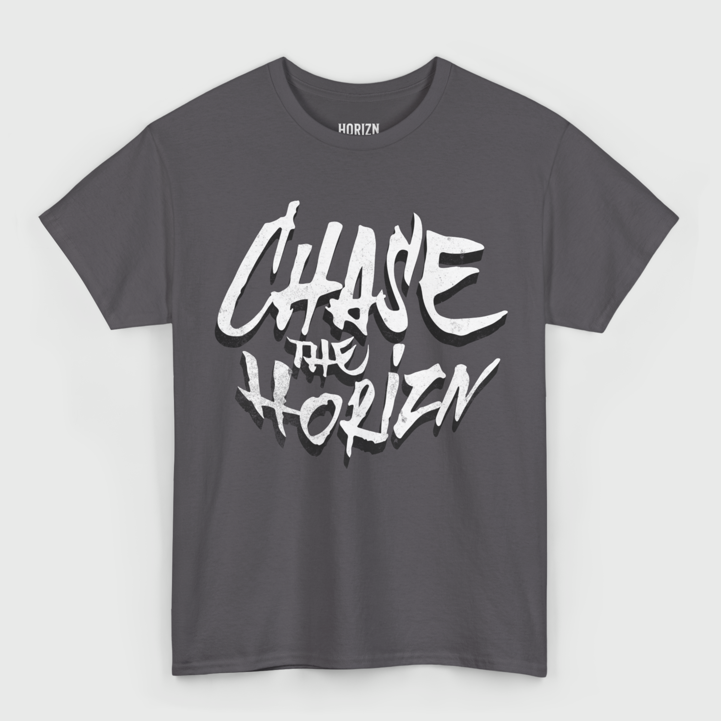 Chase the Horizon Graphic Tee – Charcoal Heavyweight T-Shirt