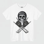 Skull Helmet Heavyweight Moto Tee – White