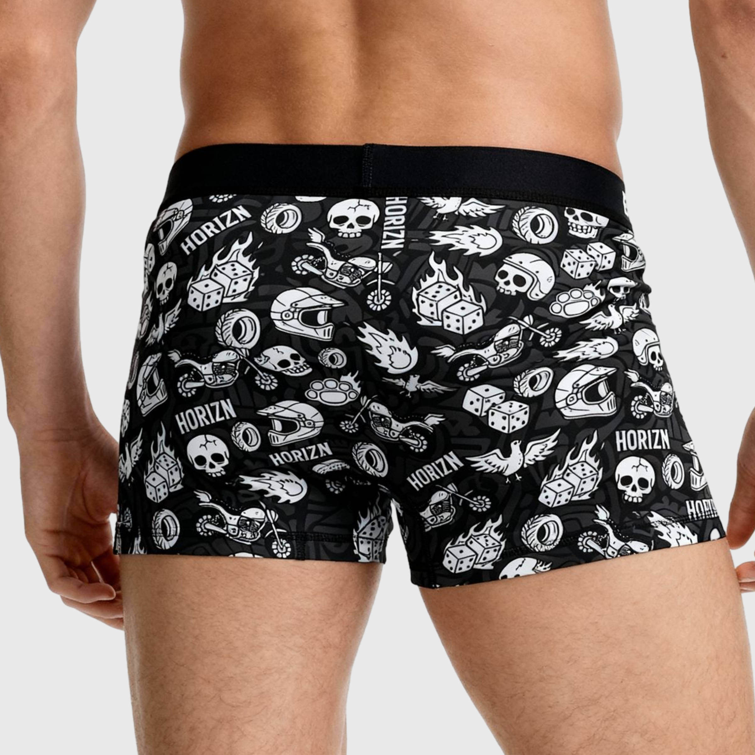 Grey Moto Graphic Boxer Briefs