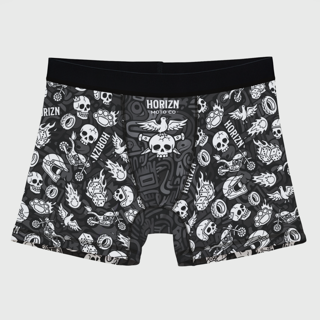 Grey Moto Graphic Boxer Briefs