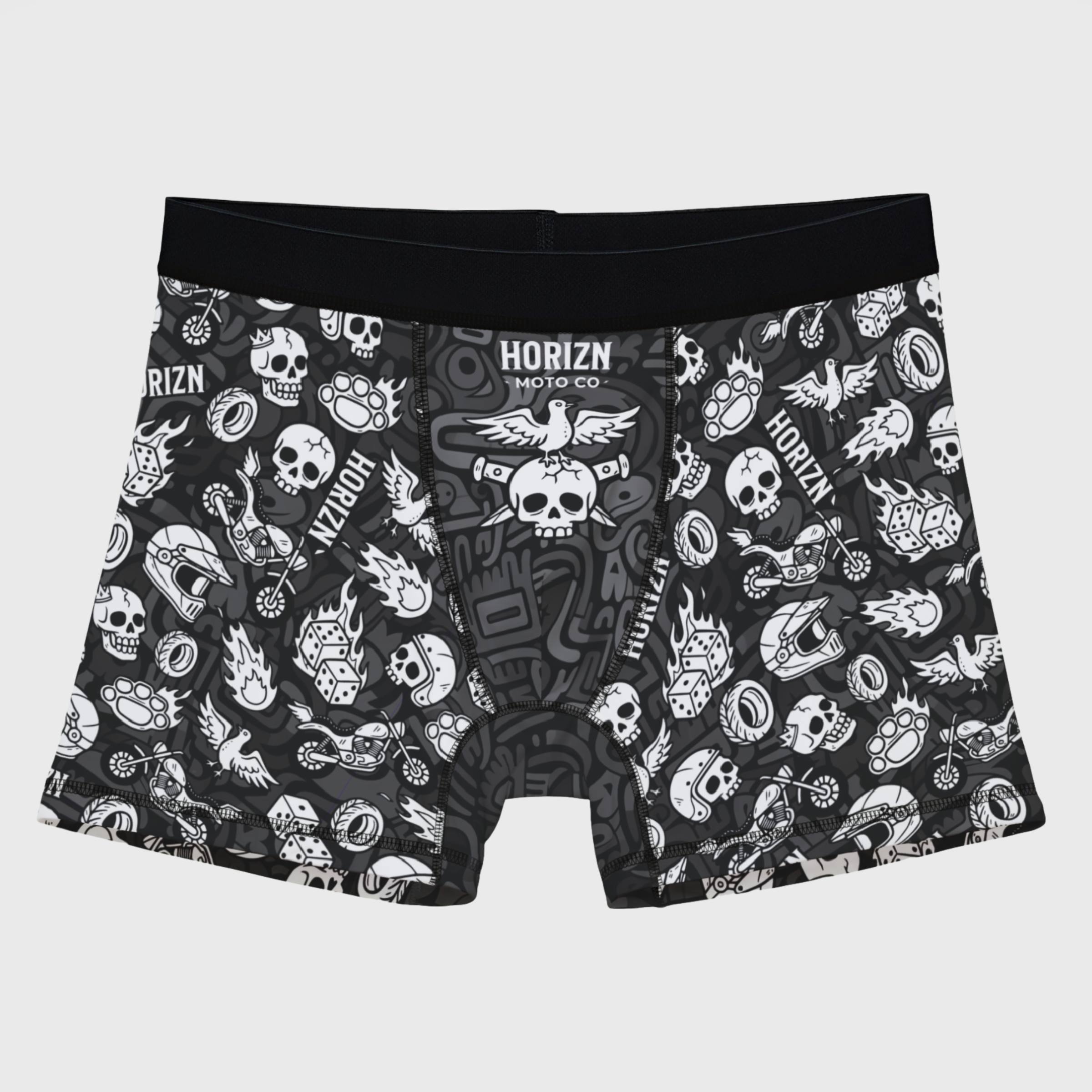 Grey Moto Graphic Boxer Briefs