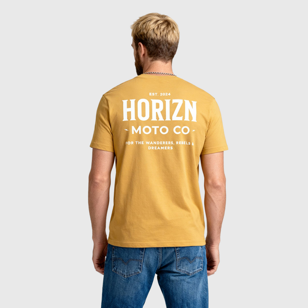Faded Basics Tee – Mustard – Heavyweight Motorcycle Shirt