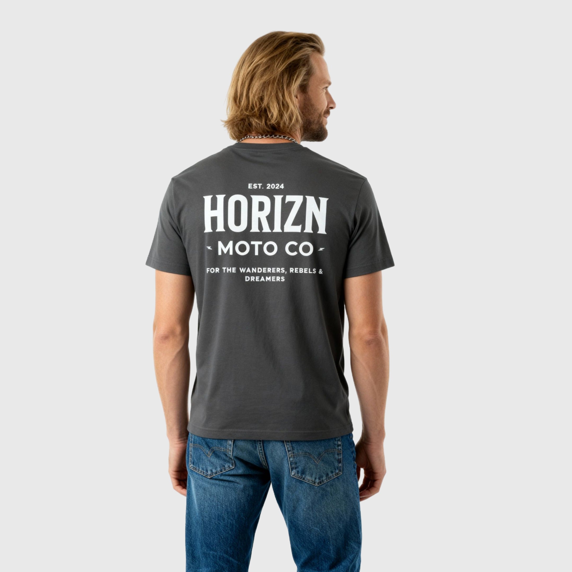 Faded Basics Tee – Charcoal – Heavyweight Motorcycle Shirt