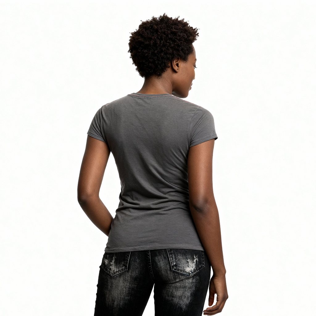 Rebel Bones Moto Tee – Charcoal Womens Fit Rider Tee