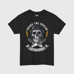 Skull & Spark Plugs Moto Graphic T-Shirt – Black Heavyweight Tee