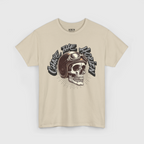 Charge the World Skull Moto Tee – Beige Graphic T-Shirt