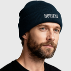 HORIZN MOTO Ribbed Knit Beanie – Navy Blue