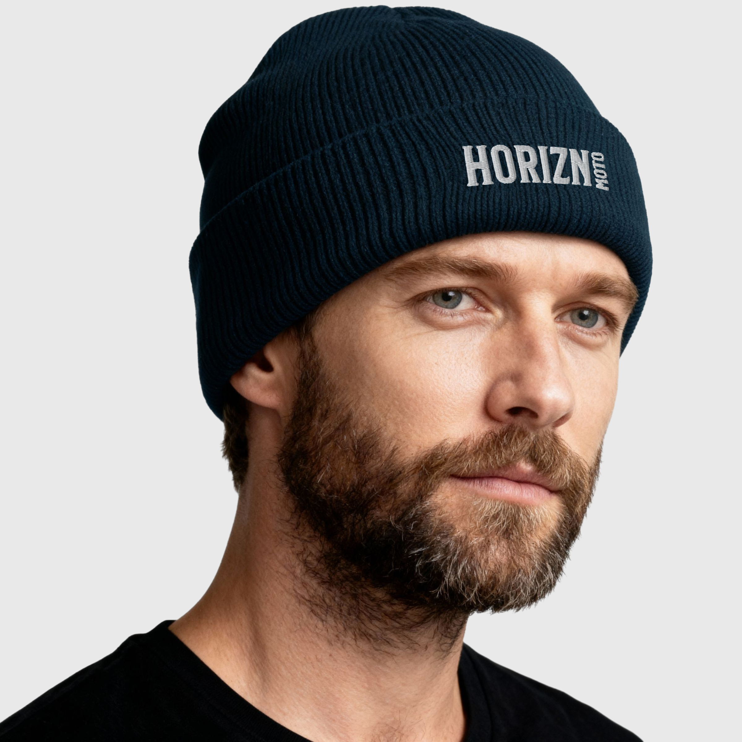 HORIZN MOTO Ribbed Knit Beanie – Navy Blue