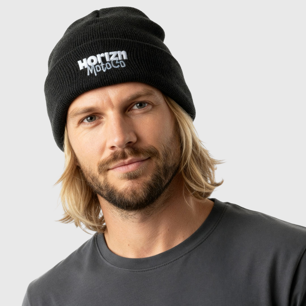 Charcoal Moto Beanie – HORIZN Knit Hat