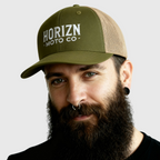 HORIZN Trucker Cap – Olive & Beige