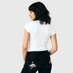 Chase The Coffee Moto Tee – White (Womens Fit)