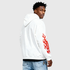 White Flame Skull Hoodie – Heavyweight Moto Streetwear