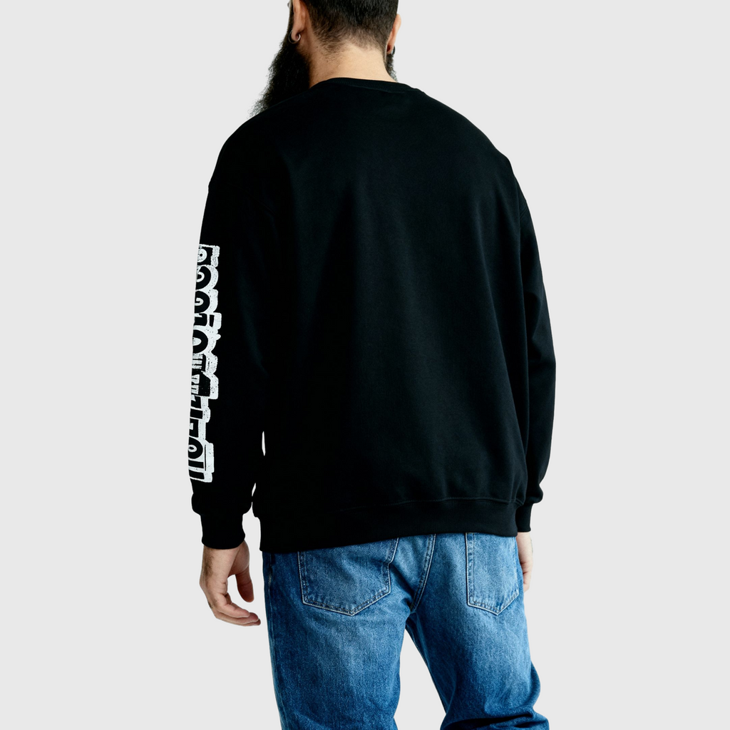 Outlaw Skull Moto Crewneck Sweatshirt – Black