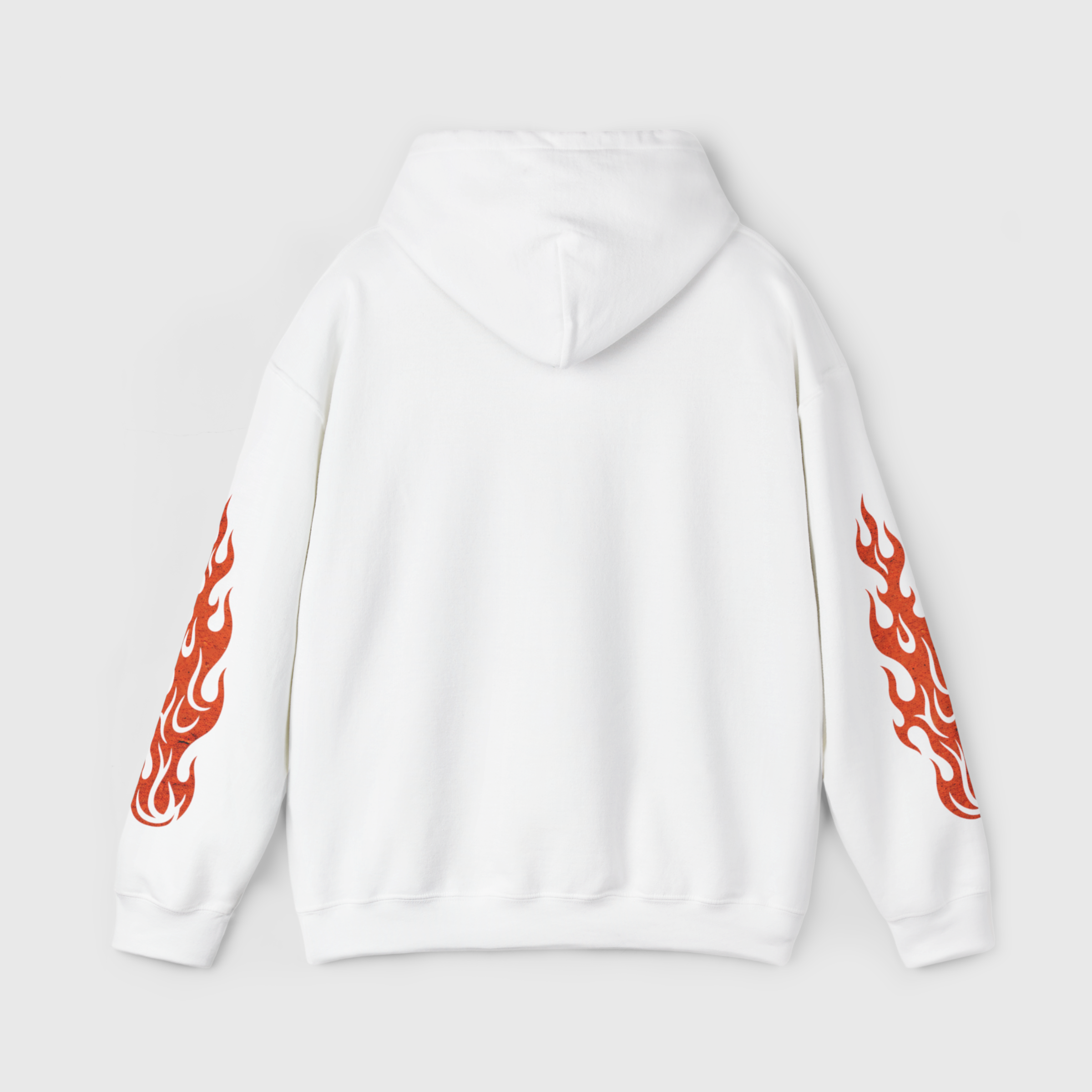White Flame Skull Hoodie – Heavyweight Moto Streetwear