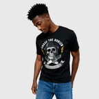Skull & Spark Plugs Moto Graphic T-Shirt – Black Heavyweight Tee