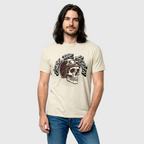 Charge the World Skull Moto Tee – Beige Graphic T-Shirt
