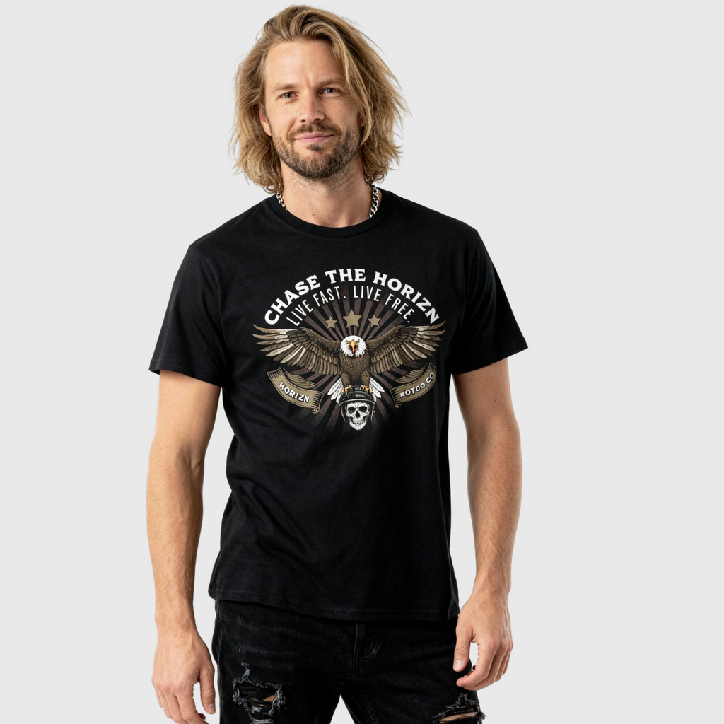 Eagle Rider Tee – Live Fast Live Free Motorcycle Shirt