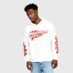 White Flame Skull Hoodie – Heavyweight Moto Streetwear