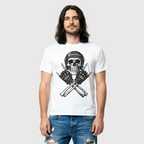 Skull Helmet Heavyweight Moto Tee – White