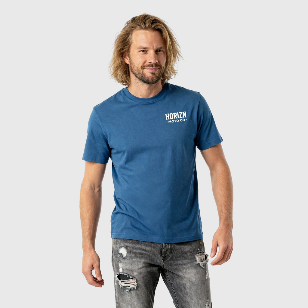Faded Basics Tee – Navy – Heavyweight Motorcycle Shirt