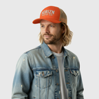 Orange Mesh Moto Trucker Cap