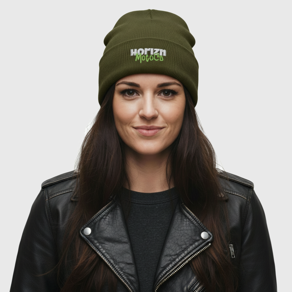 Horizn MotoCo Olive Green Knit Beanie