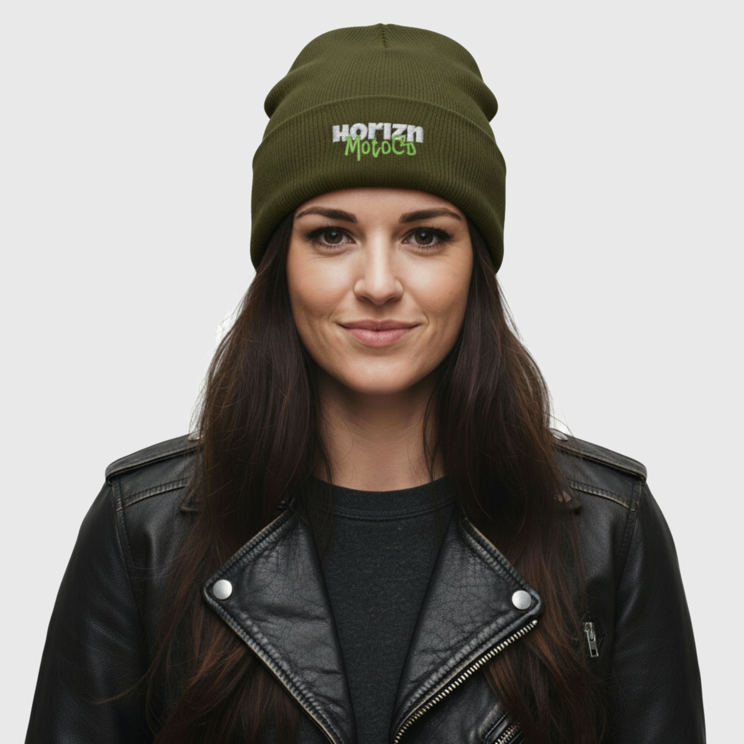 Horizn MotoCo Olive Green Knit Beanie