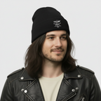 Skull & Bird Knit Beanie – Embroidered Biker Hat