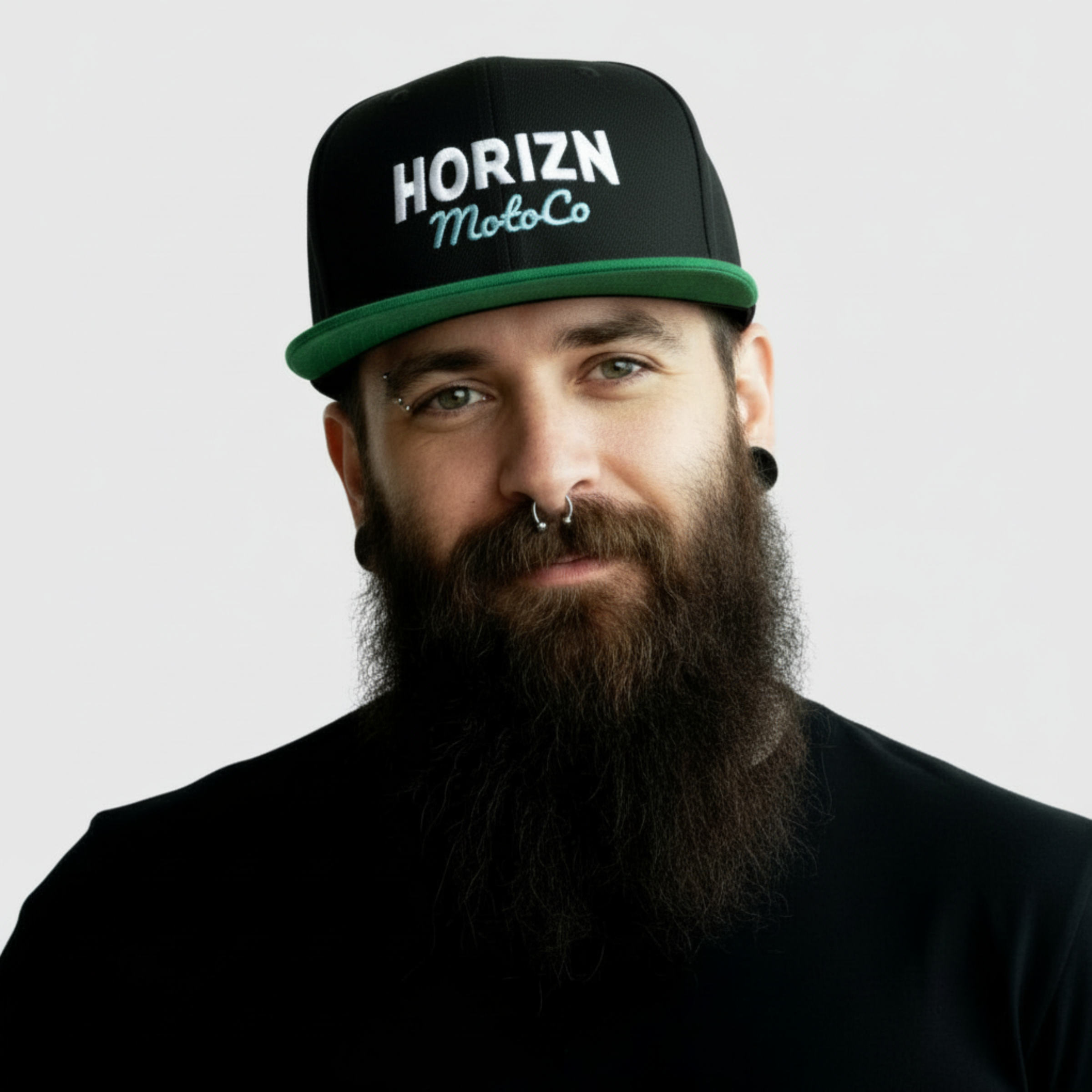 HORIZN Moto Embroidered Snapback Cap – Black & Gray
