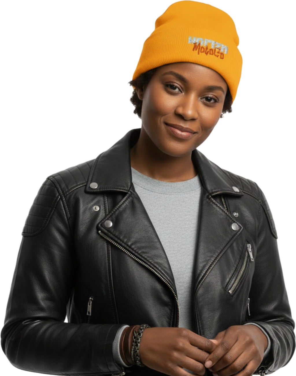 Yellow MotoCo Signal Beanie – Heavy Knit Cuffed Fit