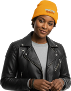 Yellow MotoCo Signal Beanie – Heavy Knit Cuffed Fit
