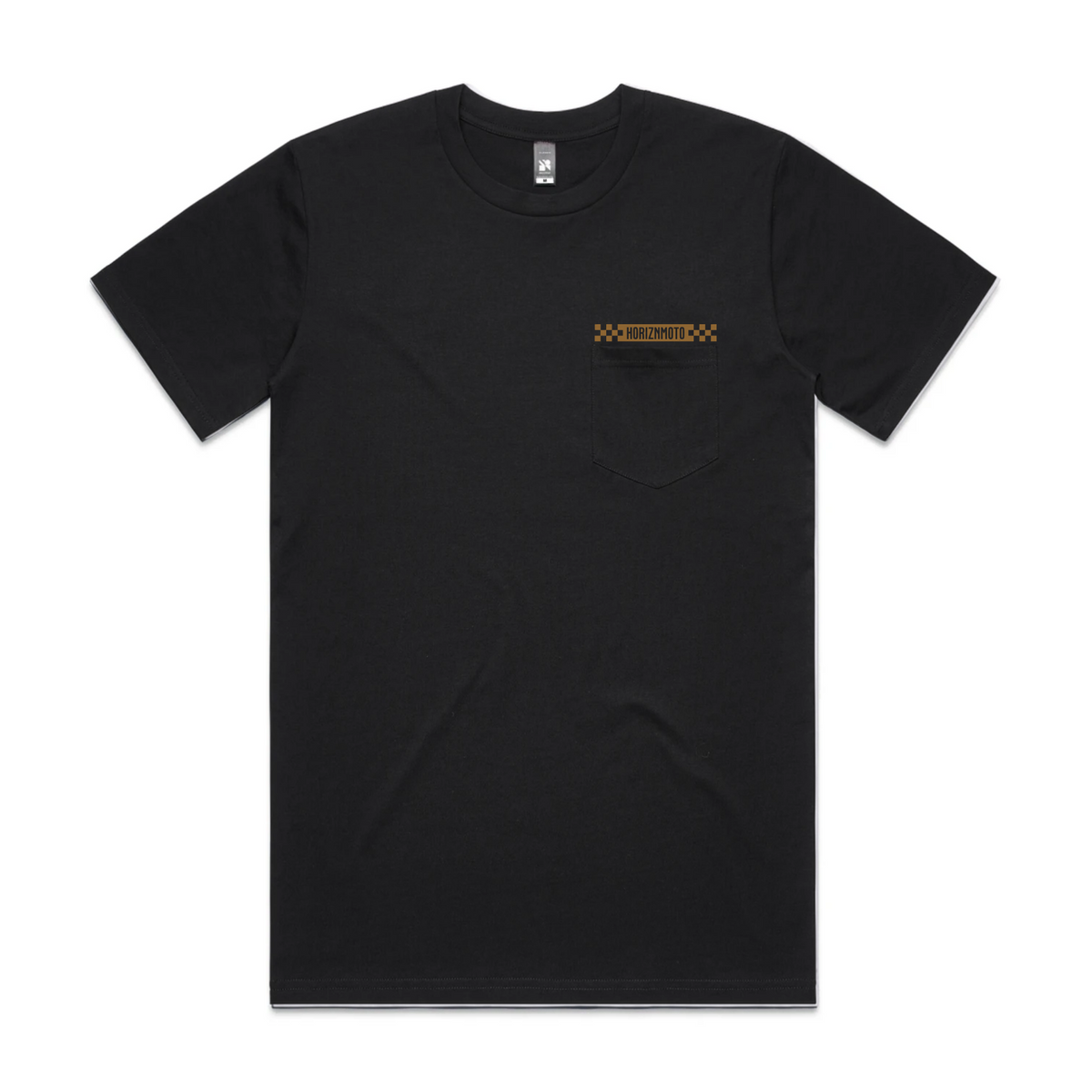 HORIZN Pocket Tee shown flat from the front, highlighting the pocket-inspired design