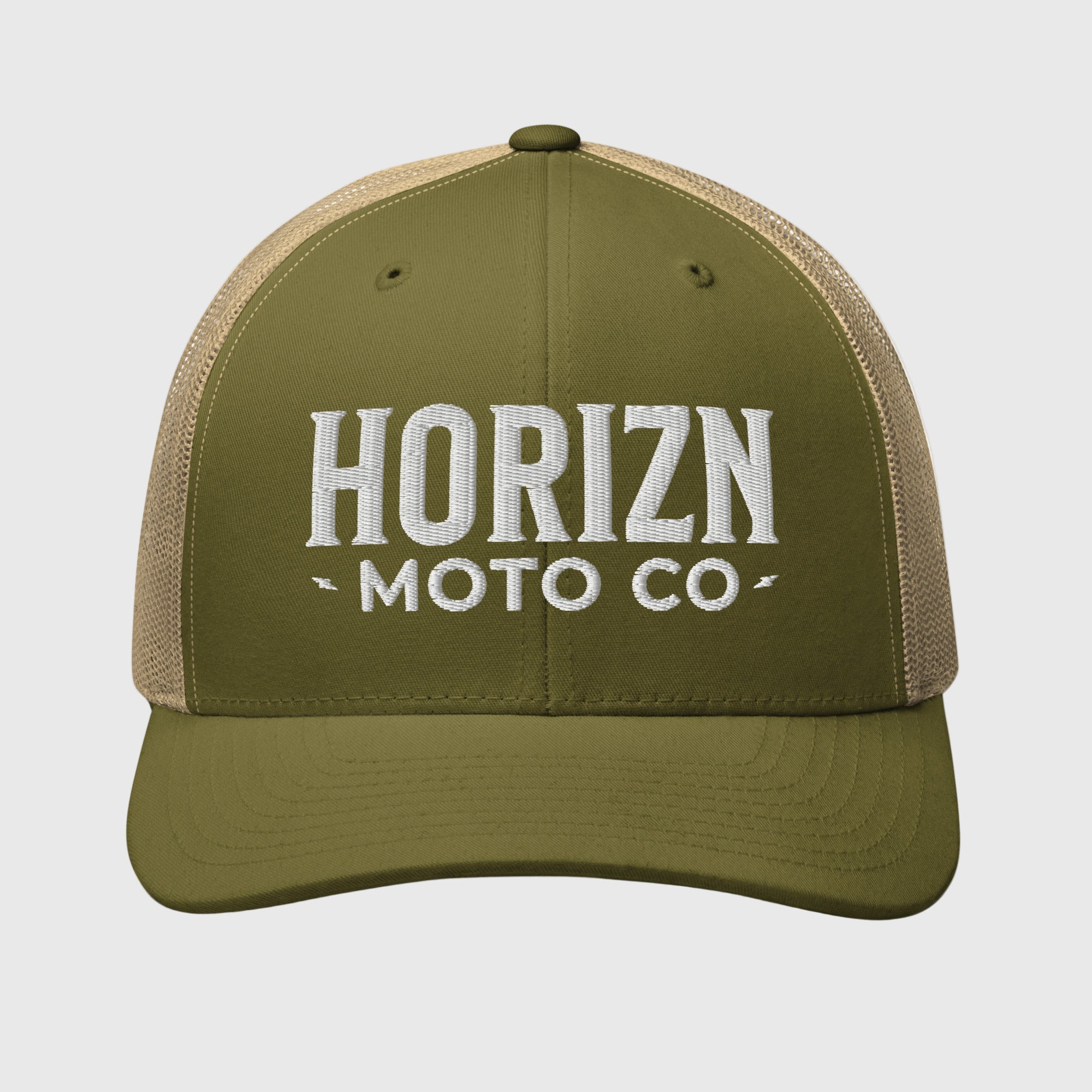 Olive Moto Trucker Cap - Breathable Snapback for Riders – HoriznMoto