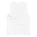 White muscle shirt featuring 'Chase the Horizn' graphic, embodying relaxed urban style and comfort for casual wear.